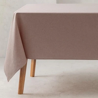 Image of GAMUSI Tablecloth Plain Fabric Organic Cotton Waterproof Stain Resistant Rectangular Taupe 140 x 100 cm