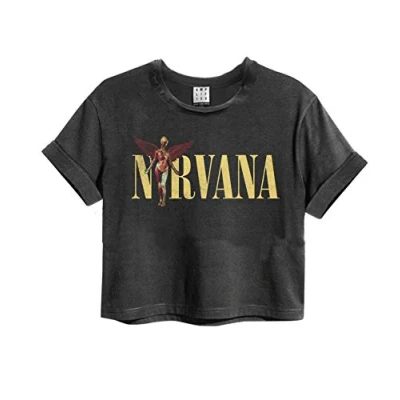 Image of Amplified Nirvana in Utero Crop Top Charcoal