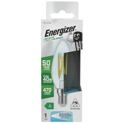 Image of Energizer A Rated LED Elite Candle E14 Filament 470lm 2.2W 6500K Daylight Light Bulb