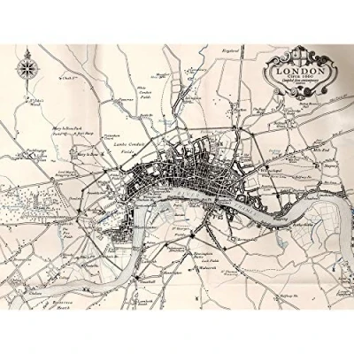 Image of Artery8 Map Crown 1930 London City England 1660 Plan Chart Large Wall Art Poster Print Thick Paper 18X24 Inch