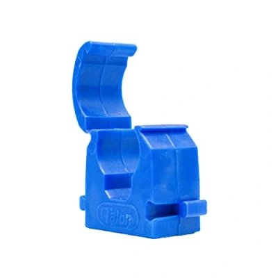 Image of Talon 22mm Single Hinged Pipe Clips Pack of 20 Blue 360 Fixing for Pipework Temperatures Up to 85C (185F) Safe Use On Plumbing, Gas and Air Conditioning UV Stabilized