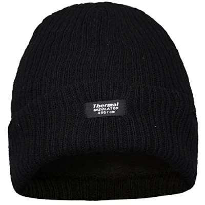 Image of True Face Men&#039;s hat Thin Insulation Warm Cap Lined Woolly Knitted Insulate Head Wear (Black, One Size)
