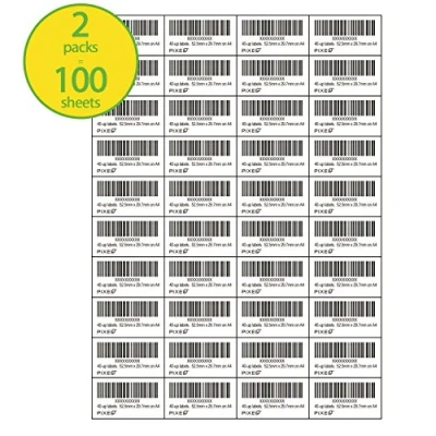 Image of Pixel® A4 White Self Adhesive Blank Address Labels Amazon FBA Barcode Stickers 40 up comptaible with Inkjet &amp; Laserjet Printers Per Sheet. 2 Packs (100 Sheets).