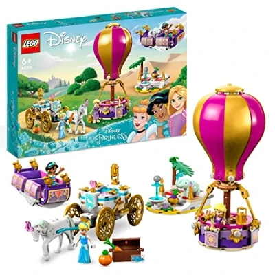 Image of LEGO Disney Princess Enchanted Journey 3in1 Playset with Cinderella, Jasmine, Rapunzel Mini Dolls Toy Horse &amp; Carriage, Flying Carpet, Hot Air Balloon, Gift for Girls and Boys Aged 6 Plus 43216