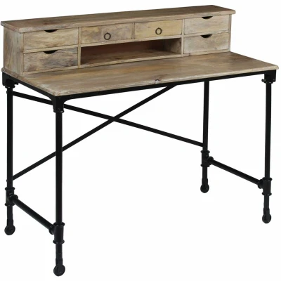 Image of vidaXL Writing Desk Solid Mango Wood and Steel 110x50x96 cm