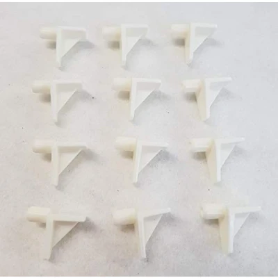 Image of 12 X 5MM White Plastic Shelf Support PEGS Stud PIN Spoon Shape Cabinet