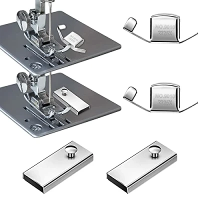 Image of Juliyeh 4 Pcs Universal Magnetic Seam Guide Press Feet,Seam Guides, Machine Accessories for Sewing Machines DIY Crafts Tools Parts Accessory, Silver, Two Size