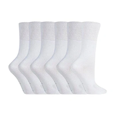 Image of NEW: 6 Pairs Ladies Gentle Grip No Elastic Socks 4 8 uk, 37 42 eur (GG67 WHITE)