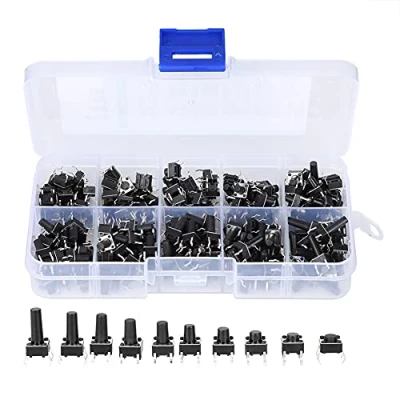 Image of 200PCs Tactile Push Button Switch, 6x6mm Micro Momentary Tact switch Assortment Kit Flick Interrupter Kits (200PCs)