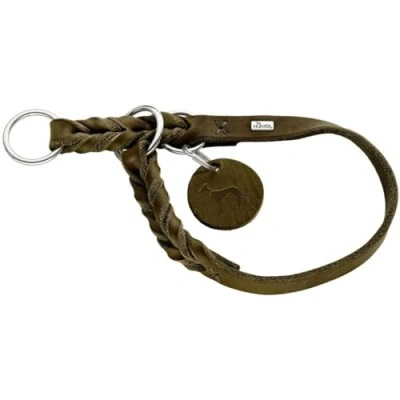 Image of HUNTER SOLID EDUCATION training collar for dogs, leather, soft, non slip, 55 (M L), olive