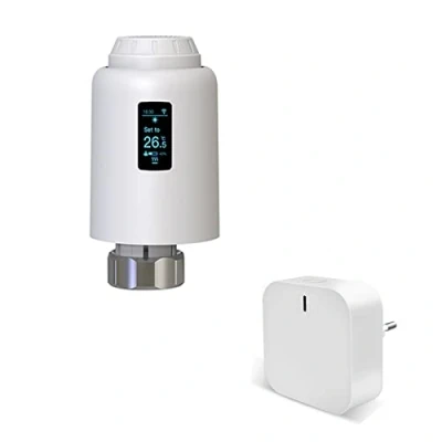 Image of Qiumi Zigbee smart Thermostatic Radiator Valve Supporting remote control by life app, voice Alexa and Google home (OLED DISPLAY)
