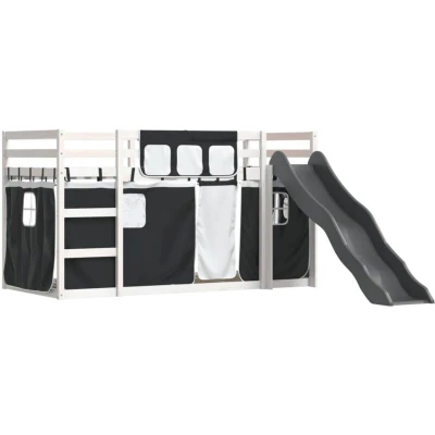 Image of vidaXL Bunk Bed without Mattress with Slide White and Black 90x200 cm