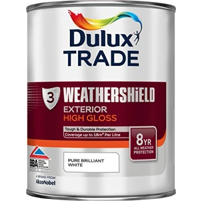 Image of Dulux Trade Weathershield Exterior High Gloss White 1 Litre