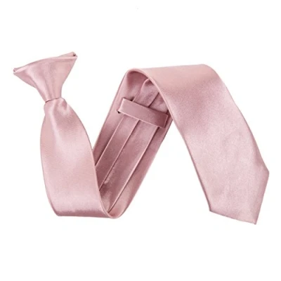 Image of Wide 3&quot; Satin Solid Colour Plain Safety Clip On Tie (Dusty Pink)
