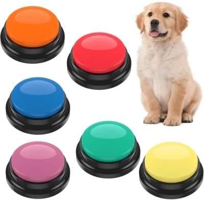 Image of 6PCS Dog Talking Button Recordable Communication Colorful Pet Training Buttons Battery Powered Buzzer Clear Recording for Dogs Pets Speech(6pack)