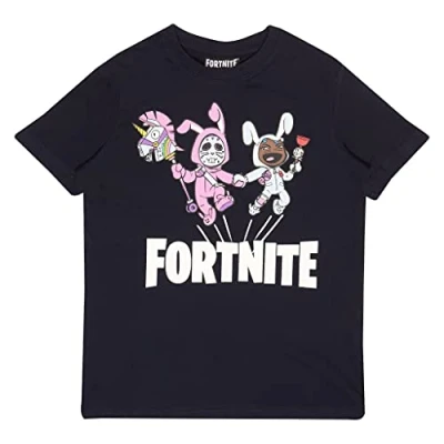 Image of Fortnite Bunny Trouble T Shirt, Kids, 7 15 Years, Navy, Official Merchandise