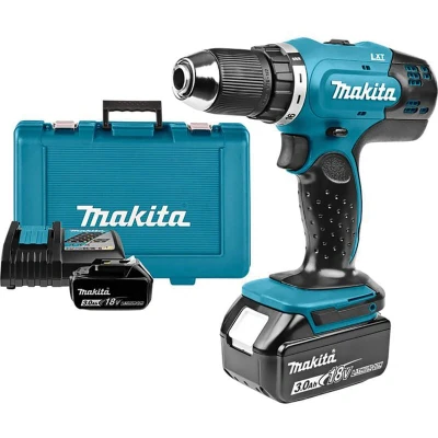 Image of Makita DDF453RFE 18V Li ion LXT 13mm Drill Driver Complete with 2 x 3.0 Ah Batteries and Charger Supplied in a Carry Case