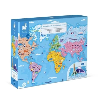 Image of Janod Curiosities Of The World 350 Piece Children&#039;s Educational Puzzle Develops Fine Motor Skills and Concentration Suitable for Ages 7 Up, J02677