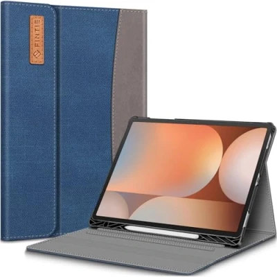 Image of Fintie Case for Samsung Galaxy Tab S10 Plus 2024/ S9 Plus/ FE 5G 12.4 Inch 2023 with Built in S Pen Holder, Multiple Angle Portfolio Business Cover Pocket Auto Sleep/Wake, Denim Indigo