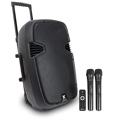 Image of VONYX SPJ PA915 Portable PA System Active Bluetooth Speaker with Microphones Battery and Mains Powered