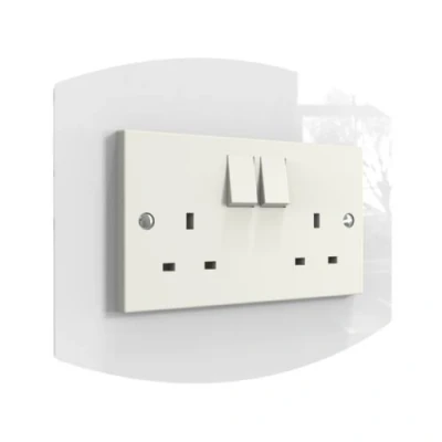 Image of Displaypro Curved Single, Double Light Switch Surround Acrylic Finger Plate Panel Plug Socket (White Double)