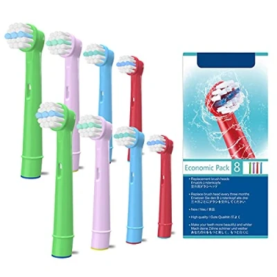 Image of WuYan Kids&#039; Toothbrush Head for Oral B, Children Electric Tooth Brush Heads Compatible Braun, Replacement Dual Clean, Precision White Pack of 8