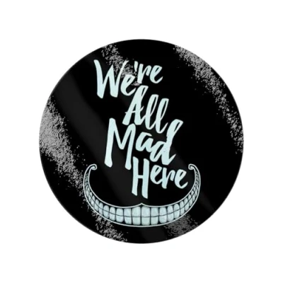Image of Grindstore We&#039;re All Mad Here Chopping Board Black 31x31cm