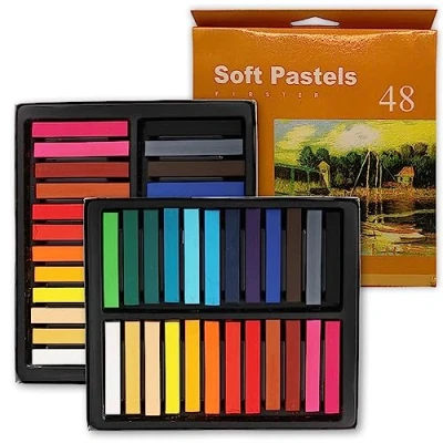Image of Nature Cool Set of 48 Soft Pastels for Art Pack 2, Colors Square Chalk Artists Drawing, Blending, Layering, Shading Ideal Beginners, Children, and Creative Projects