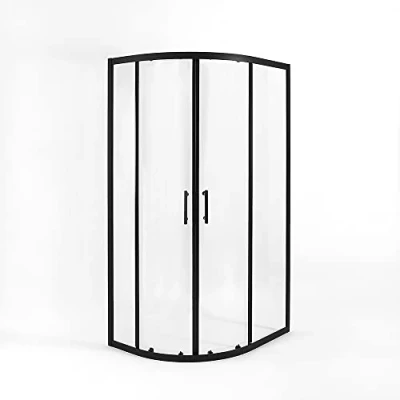 Image of Milano Nero Black Left Hand Quadrant Shower Enclosure with White Tray and Fast Flow Waste 900mm x 760mm
