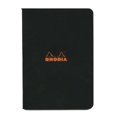 Image of RHODIA 119183C Black Piqué Notebook A5 Small Squares 96 pages White Clairefontaine Paper 80 g/m Soft, resistant and waterproof coated card cover Classic
