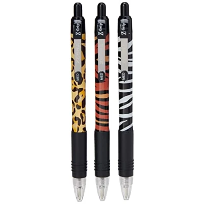 Image of Pens Ballpoint, Smooth &amp; Funky Ballpoint with Pocket Clip, Retractable Black Ink Pens, Reliable Biro Multipack for Everyday Use Animal Design, 5pk