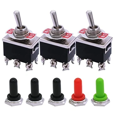 Image of mxuteuk 3pcs Heavy Duty Rocker Toggle Switch 16A 250V 20A 125V DPDT ON/ON 6 Terminal 2 Position + 5pcs Metal Knob Cover Cap Waterproof, Years Warranty Ten 1321 5mz B202