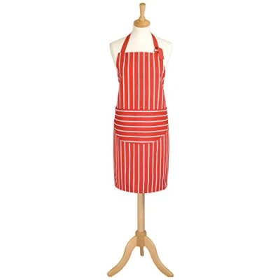 Image of Dexam Rushbrookes Classic Butchers Stripe Adult Apron Red