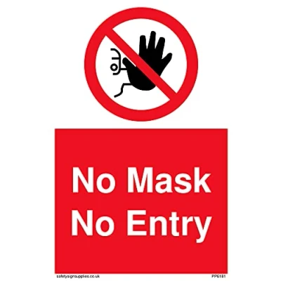Image of Pack of five No Mask Entry Sign 100x150mm A6P