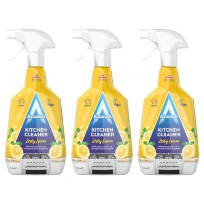 Image of Astonish Kitchen Cleaner, Vegan and Cruelty Free Blended with Natural Oils, 3 x 750ml, Zesty Lemon