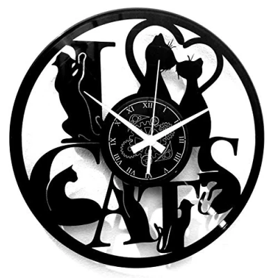 Image of Instant Karma Clocks Vinyl Wall Clock Animal Theme I Love Cats Pets