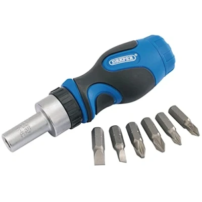 Image of Draper Stubby Ratchet Screwdriver and Bit Set (7 Piece)