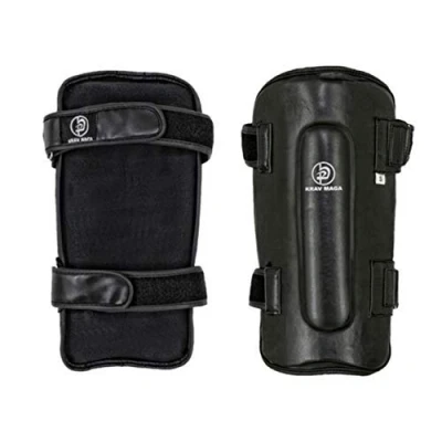Image of Krav Maga Deluxe Black Leather Shin Guards (XL)