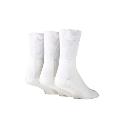 Image of IOMI 3 Pairs SockShop Extra Wide for Swollen Legs BAMBOO Diabetic Socks (as8, numeric, numeric_9, numeric_11, regular, White)