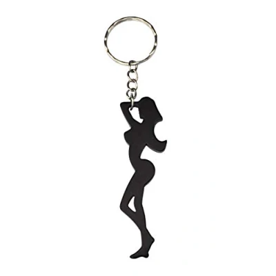 Image of Komonee Sexy Silhouette Black Keyring Bottle Opener Key Chain Metal Woman Novelty Lady Ring