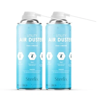 Image of Sterlix Air Duster Can Compressed Spray Dust Cleaner PC, Keyboard, Electronic Devices &amp; Car Cleaning Protect, 2 x 400ml, Packaging May Vary