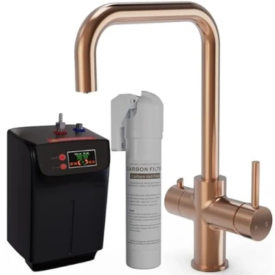 Image of Liquida EBT311CP 3 in 1 Brushed Copper Kitchen Instant Boiling Hot Water Tap