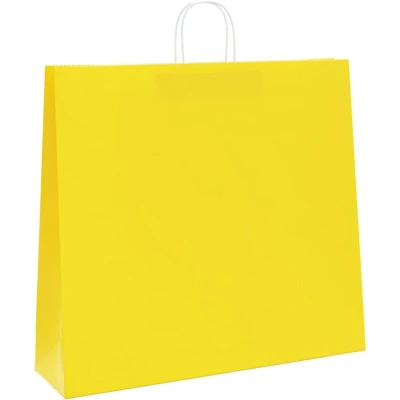 Image of vidaXL Paper Bags 250 pcs with Handles Yellow 54x15x49 cm