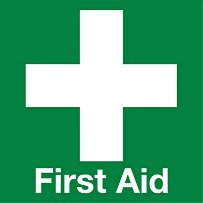 Image of Pack of 10 First Aid Helmet Self Adhesive Vinyl Stickers Health and Safety Signs