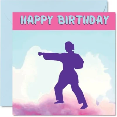 Image of Sport Birthday Cards for Women Girls Karate in Card Friend Sister Daughter Niece Teammate, 145mm x Athlete Greeting