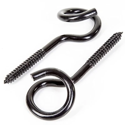 Image of 2X Black Japanned 135mm Pigtail Swing Hammock Hook