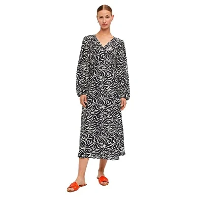 Image of OBJECT Women&#039;s OBJLEONORA L/S WRAP MIDI Dress NOOS, Black/AOP:Sandshell Animal, 44