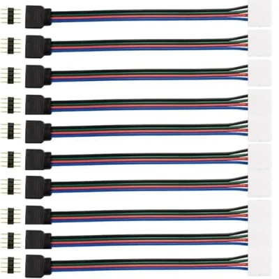 Image of 10pcs LED Light Strip Extension Cable Connector for 4pin 8mm to Controller Jumper RGB Ribbon Adapter