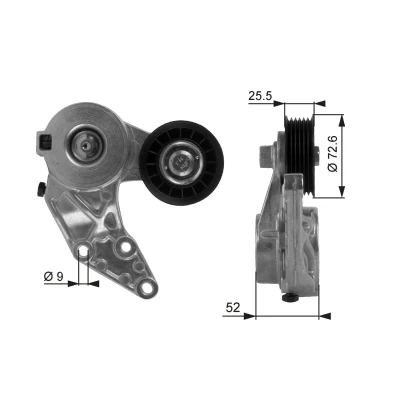 Image of 1111206, 1139712, YM2110145BA, YM2110145BB Tensioner Pulley GATES FleetRunner Micro V Kit T38377 VOLKSWAGEN: Golf 4, Transporter 5, 5