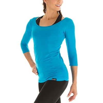 Image of Winshape Women&#039;s 3/4 Arm Shirt Wrap Look for Fitness Yoga Pilates Leisure turquoise